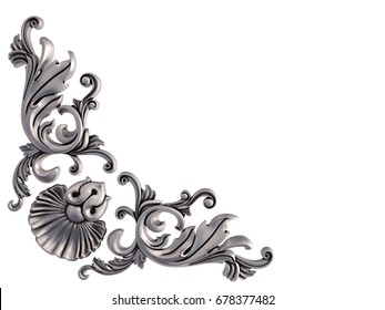 Chrome Ornament On A White Background. Isolated. 3D Illustration