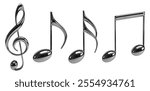 chrome silver metallic music notes 3d render	