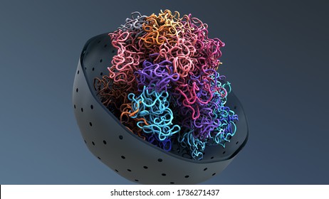 Chromosomes, DNA, cells package the DNA into the nucleus 3d illustration