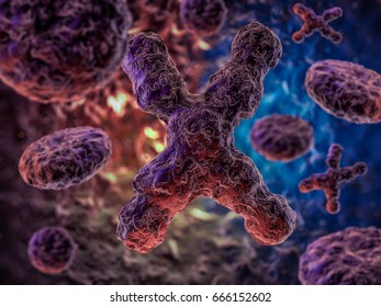 Chromosomes, Mutation, Genetic Code. 3D Rendering