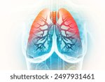 Chronic obstructive pulmonary disease, respiratory diseases, 3d illustration