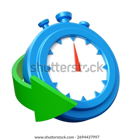 Chronometer or timer with arrow on a isolated background. Fast delivery and shipping service concept. Online delivery service or shipping and global logistic. Race and run concept. Stopwatch.