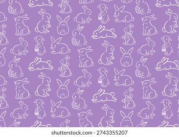 Chubby Rounded Silhouettes: Cute rabbit patterns often feature plump, pear-shaped bodies with oversized, floppy ears to create a sense of softness and huggable charm.