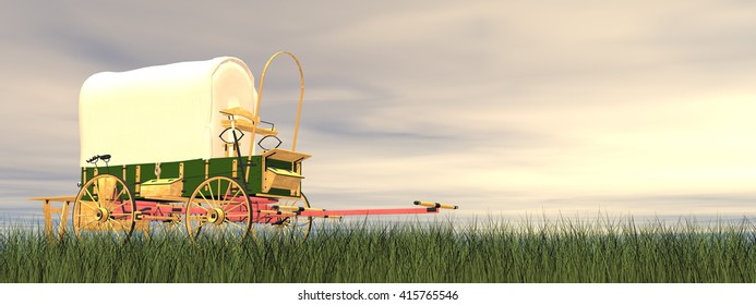 Chuckwagon By Sunset - 3D Render