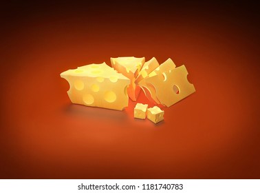 Chunks Of Swiss Cheese - Chunks Of Cheese With Orange Background