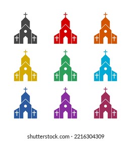 Church Building Icon Isolated On White Background. Set Icons Colorful