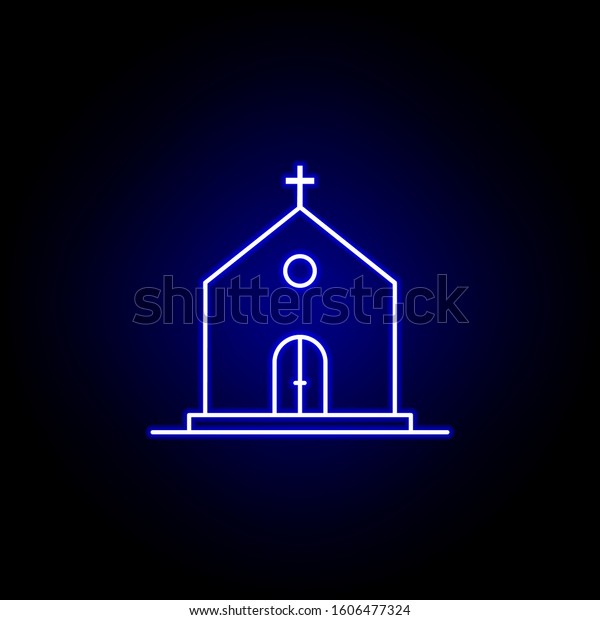 church, death outline blue neon icon. detailed set of\
death illustrations icons. can be used for web, logo, mobile app,\
UI, UX