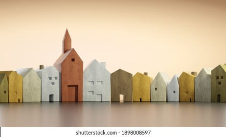 Church at home, community service at home, gospel mission. 3D illustration