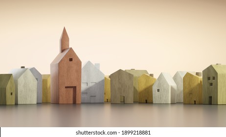 Church At Home, Community Service At Home, Gospel Mission. 3D Illustration