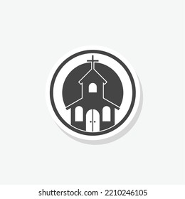 Church House Outline Logo Design Sticker Isolated On White Background