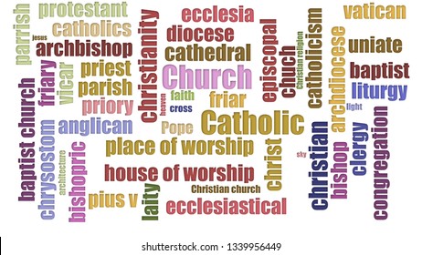 Church Tag Cloud Mixed On White Stock Illustration 1339956449 