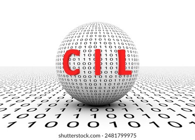 CIL conceptual sphere binary code 3d illustration