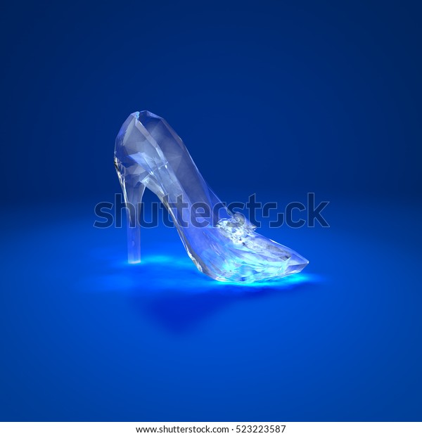 Cinderella Crystal Slipper On Dark Blue Stock Illustration 523223587