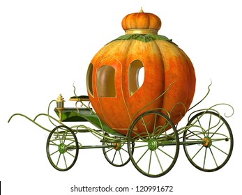 Cinderella fairy tale pumpkin carriage, isolated