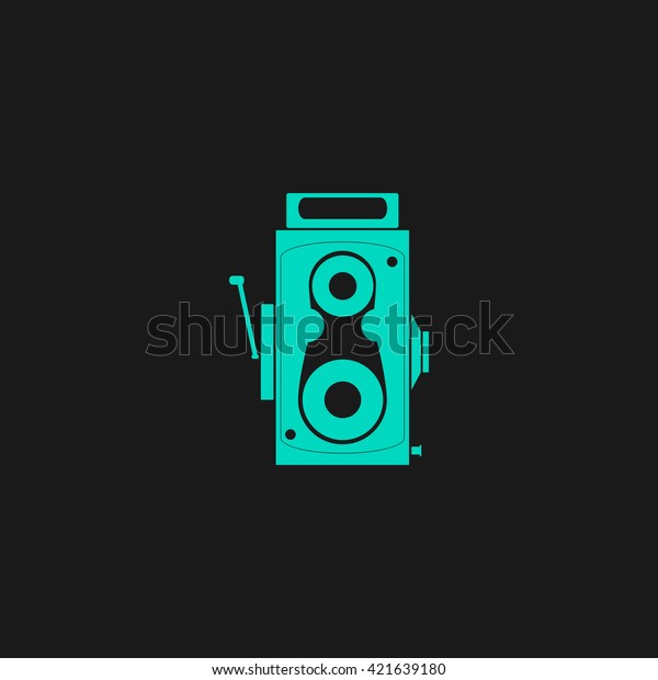 Cinema camera Flat icon on black background.\
Simple symbol