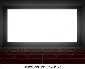 Cinema Hall White Screen.3d Rendering