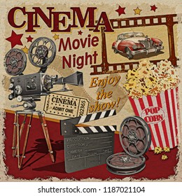 Cinema Retro Poster Stock Vector Royalty Free