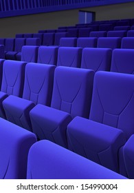 cinema stage seats (sound system, spectacular lighting, upholstered in blue fabric)