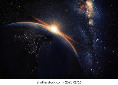 Cinematic And Very Realistic Sunrise Seen From Space Elements Of This Image Furnished By NASA