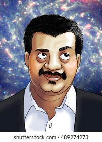 CIRCA 2016:  Neil DeGrasse Tyson Caricature Portrait.