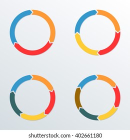 Circle Arrows Set. Circle Infographic Template For Process Diagrams, Chart, Graph, Web Design And Presentation With 3, 4, 5, 6 Options Or Levels. 