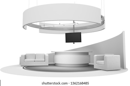 Circle Base Booth 3D Rendering