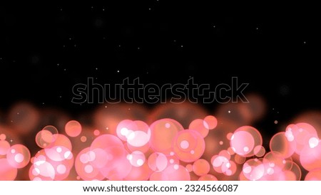 Circle bubles glow rose random size with white stars on the black isolated