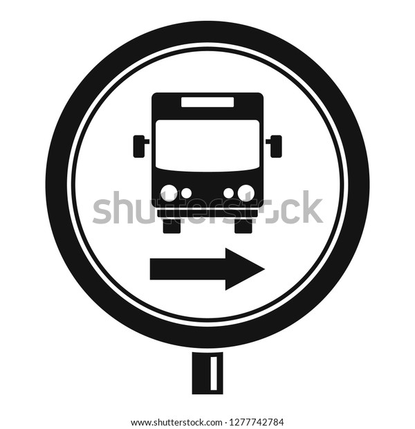 Circle bus station sign icon. Simple\
illustration of circle bus station sign icon for web design\
isolated on white\
background