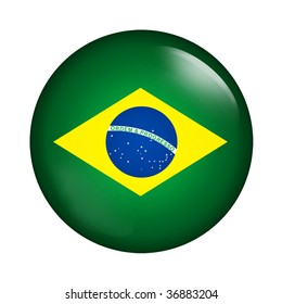 Circle Button Flag Of Brazil