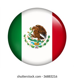 Circle Button Flag Of Mexico