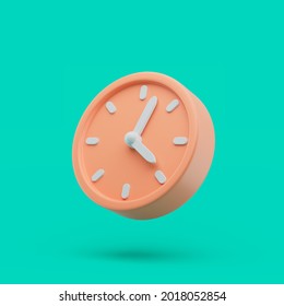 Circle clock icon. Simple 3d render illustration on vibrant background.