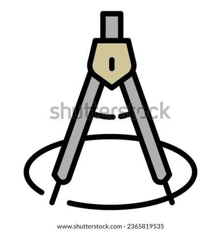 Circle compass icon. Outline circle compass icon for web design isolated on white background
