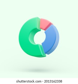 Circle Diagram Graph Icon. Simple 3d Render Illustration On Pastel Background.