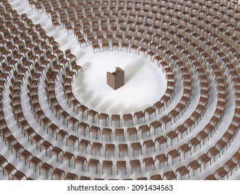 Circle Of Empty Chairs, 3d Illustration