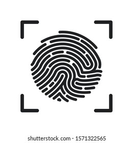 Circle Fingerprint Icon Design For App. Finger Print Flat Scan. Simple Imprint Web Icon. Illustration 