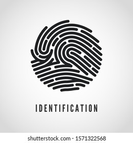 Circle Fingerprint Icon Design For Application. Finger Print Flat Scan. Illustration Isolated On White Background