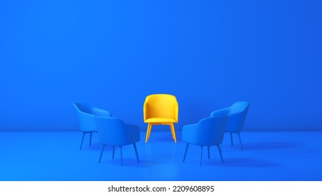 Circle Five Chairs Yellow Chair Stands Stock Illustration 2209608895 ...