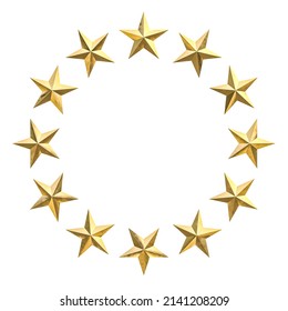 Circle Gold Stars On White Background Stock Illustration 2141208209 ...