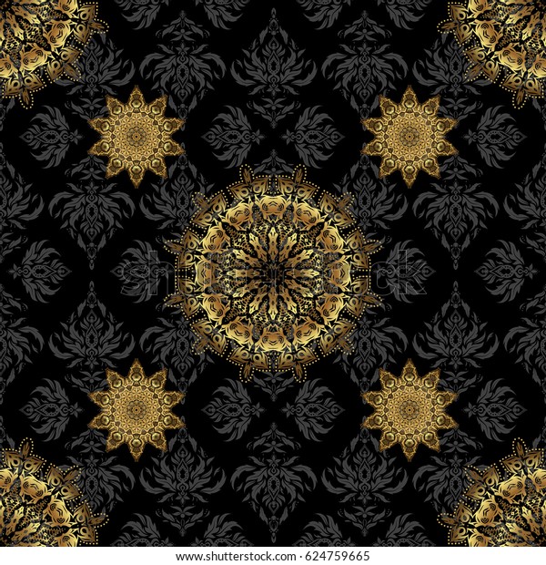Circle golden\
grid and elements on black background. Ornament design template.\
Ornamental floral vignette for wedding invitations, business card,\
certificate, logo\
template.