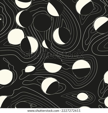 Circle line seamless pattern, print screen texture, curved lines monochrome texture, seamless geo geometric minimalist background