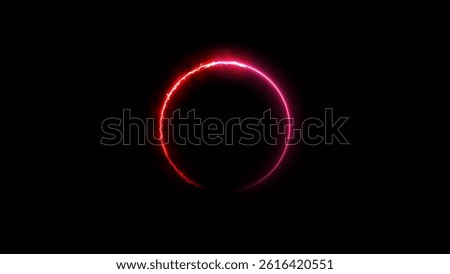 Circle loading icon neon bright magenta red color 4k illustration. On the black background uploading icon.