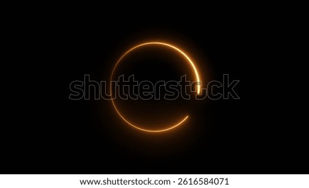 Circle loading icon neon bright orange color 4k illustration. On the black background uploading icon.