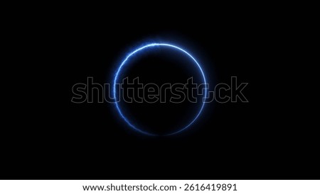 Circle loading icon neon light royal blue color 4k illustration. On the black background uploading icon.