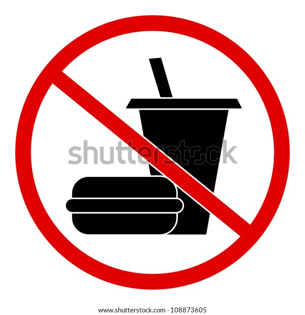 白い背景に丸い食べ物と飲み物の標識 のイラスト素材