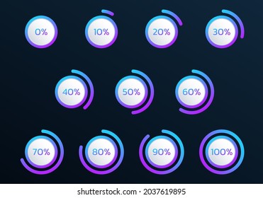 Circle Percent Diagram. Percentage Pie Chart. Progress Infographic Set. Business Info Graphic Design. 