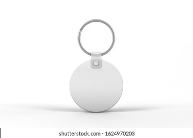 Circle Plastic Key Chain Mockup. 3D Rendering.