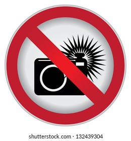 Circle Prohibited Sign For No Flash or No Camera Sign Isolate on White Background