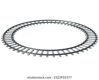 circle railway track 3d rendering