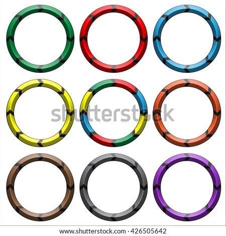 Circle, ring arrow black. Set of colorful circle banners. Rasterized versions. Set-2