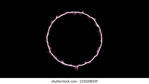circle, ring shaped frame, footage Abstract technology pink, purple 3d circle, ring from animated dots, particle circles. blend mode, geometric background. isolate on black background